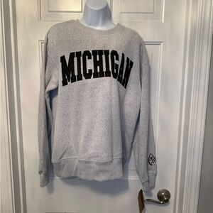 Michigan Crewneck Sweater in Light Gray